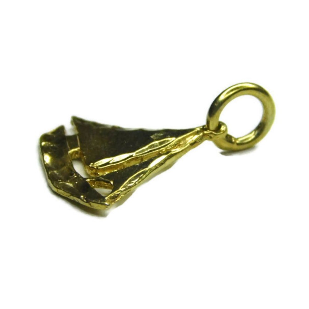 14k Yellow Gold Sail Boat pendant Charm - Picture 4 of 5
